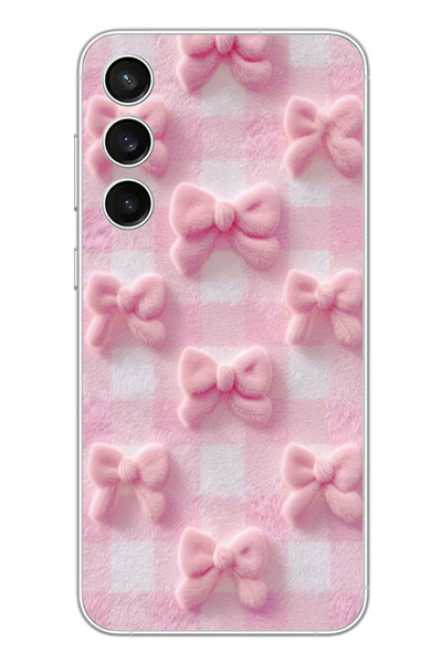 Le Balvo Samsung Galaxy S23 FE Uyumlu Pembe Kurdeleler Baskılı Silikon Kılıf