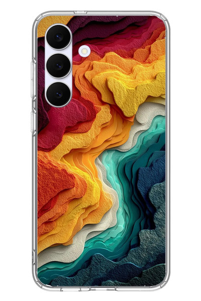 Le Balvo Samsung Galaxy S25 FE Uyumlu Renk Dalgaları Baskılı Silikon Kılıf