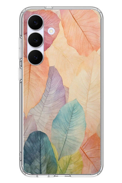 Le Balvo Samsung Galaxy S25 FE Uyumlu Hafif Yapraklar Baskılı Silikon Kılıf
