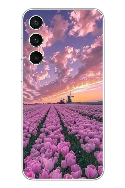 Le Balvo Samsung Galaxy S23 FE Uyumlu Lale Bahçesi Baskılı Silikon Kılıf