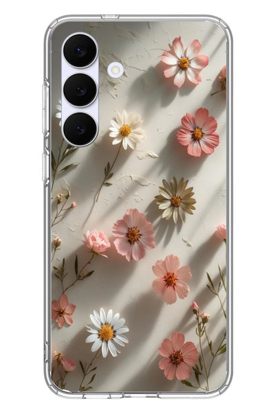 Le Balvo Samsung Galaxy S25 FE Uyumlu Papatya Çiçekleri Baskılı Silikon Kılıf