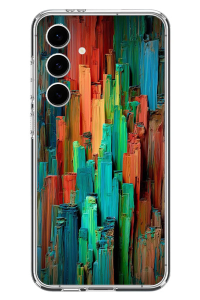 Le Balvo Samsung Galaxy S24 FE Uyumlu Dikey Renkler Baskılı Silikon Kılıf