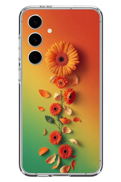 Le Balvo Samsung Galaxy S24 FE Uyumlu Ayçiçeği Bükleleri Baskılı Silikon Kılıf