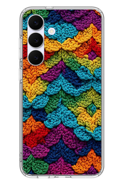Le Balvo Samsung Galaxy S25 FE Uyumlu Renkli Örgüler Baskılı Silikon Kılıf