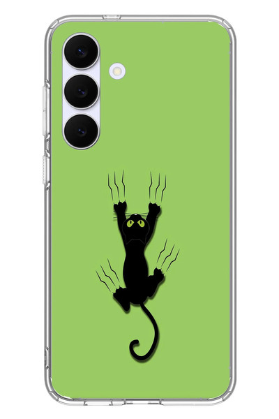 Le Balvo Samsung Galaxy S25 FE Uyumlu Tutunan Kedi Baskılı Silikon Kılıf