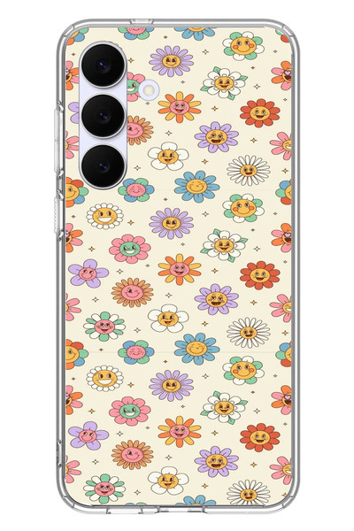 Le Balvo Samsung Galaxy S25 FE Uyumlu Gülen Çiçekler Baskılı Silikon Kılıf