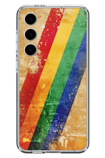 Le Balvo Samsung Galaxy S24 FE Uyumlu Yan Gökkuşağı Baskılı Silikon Kılıf