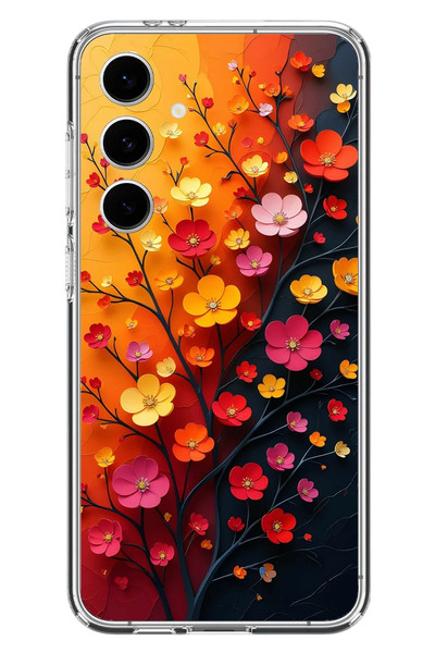 Le Balvo Samsung Galaxy S24 FE Uyumlu Sonbahar Çiçekleri Baskılı Silikon Kılıf