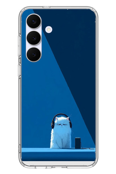 Le Balvo Samsung Galaxy S25 FE Uyumlu Kulaklı Kedi Baskılı Silikon Kılıf