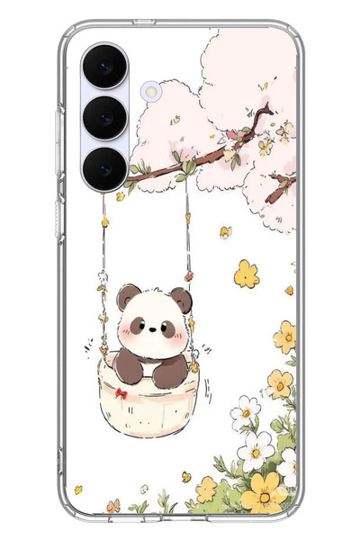 Le Balvo Samsung Galaxy S25 FE Uyumlu Sallanan Panda Baskılı Silikon Kılıf