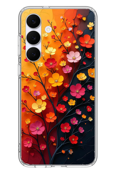 Le Balvo Samsung Galaxy S25 FE Uyumlu Sonbahar Çiçekleri Baskılı Silikon Kılıf