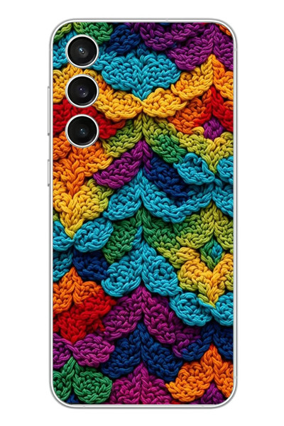 Le Balvo Samsung Galaxy S23 FE Uyumlu Renkli Örgüler Baskılı Silikon Kılıf