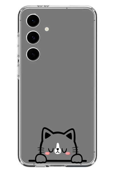 Le Balvo Samsung Galaxy S24 FE Uyumlu Uyuyan Kedi Baskılı Silikon Kılıf