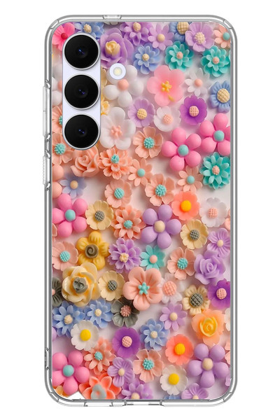 Le Balvo Samsung Galaxy S25 FE Uyumlu Çiçek Bükleleri Baskılı Silikon Kılıf