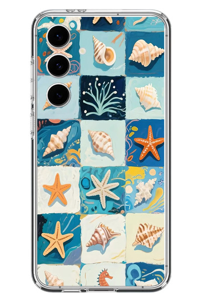 Le Balvo Samsung Galaxy S24 FE Uyumlu Deniz Kabukları Baskılı Silikon Kılıf