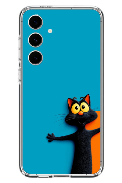 Le Balvo Samsung Galaxy S24 FE Uyumlu Kedi Uyarısı Baskılı Silikon Kılıf