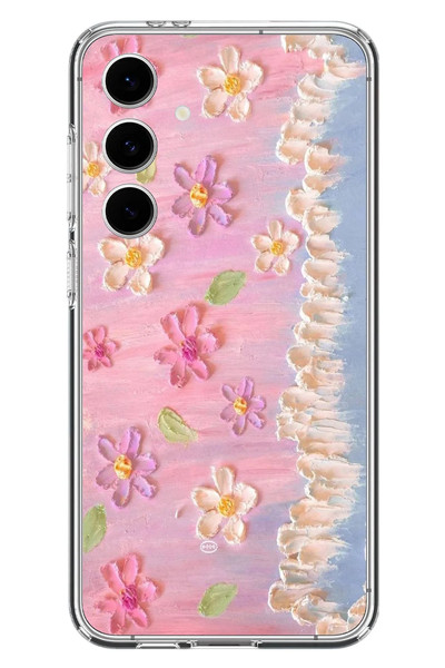 Le Balvo Samsung Galaxy S24 FE Uyumlu Çiçek Dalgaları Baskılı Silikon Kılıf