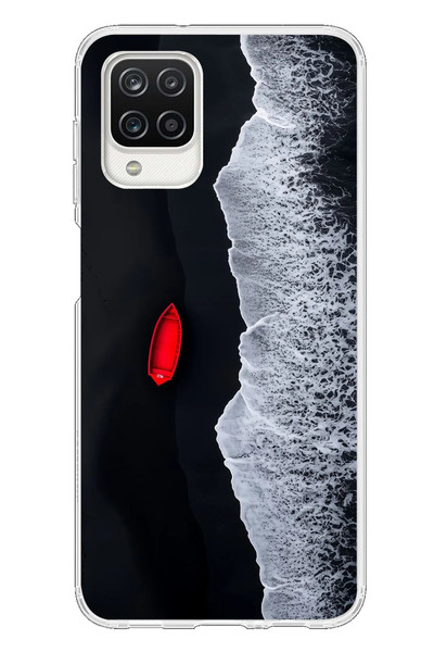 Le Balvo Samsung Galaxy A12 Uyumlu Kırmızı Tekne Yalnız Baskılı Silikon Kılıf