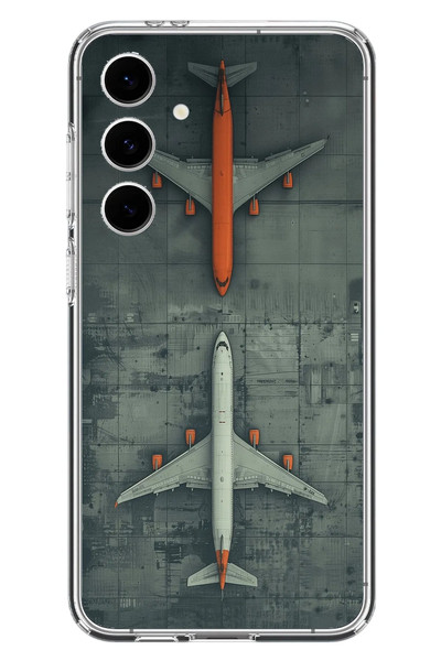 Le Balvo Samsung Galaxy S24 FE Uyumlu İki Uçak Baskılı Silikon Kılıf