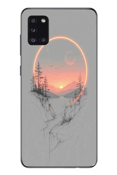 Le Balvo Samsung Galaxy A31 Uyumlu Günbatımı Mermer Desenli Baskılı Silikon Kılıf
