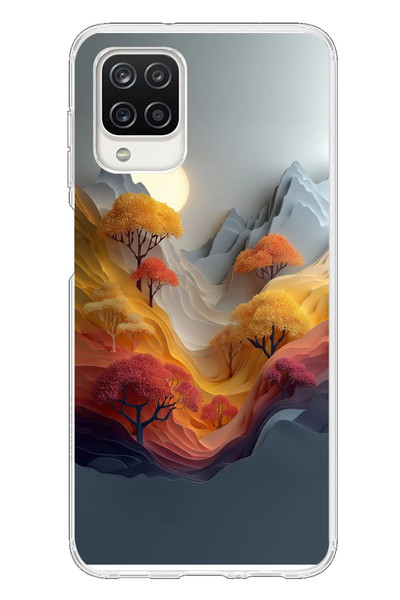Le Balvo Samsung Galaxy A12 Uyumlu Renk Dalgalı Manzara Baskılı Silikon Kılıf