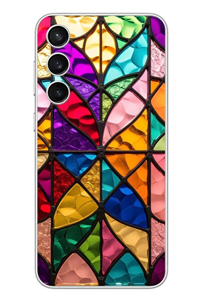 Le Balvo Samsung Galaxy S23 FE Uyumlu Cam Vitray Baskılı Silikon Kılıf