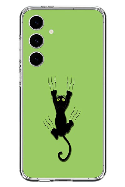 Le Balvo Samsung Galaxy S24 FE Uyumlu Tutunan Kedi Baskılı Silikon Kılıf