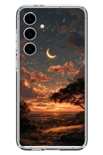 Le Balvo Samsung Galaxy S24 FE Uyumlu Ay Gecesi Baskılı Silikon Kılıf