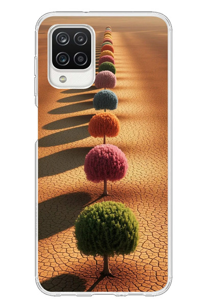Le Balvo Samsung Galaxy A12 Uyumlu Sıralı Renkli Ağaçlar Baskılı Silikon Kılıf