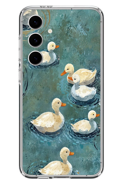 Le Balvo Samsung Galaxy S24 FE Uyumlu Yüzen Ördekler Baskılı Silikon Kılıf