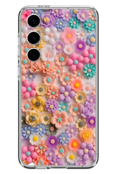 Le Balvo Samsung Galaxy S24 FE Uyumlu Çiçek Bükleleri Baskılı Silikon Kılıf