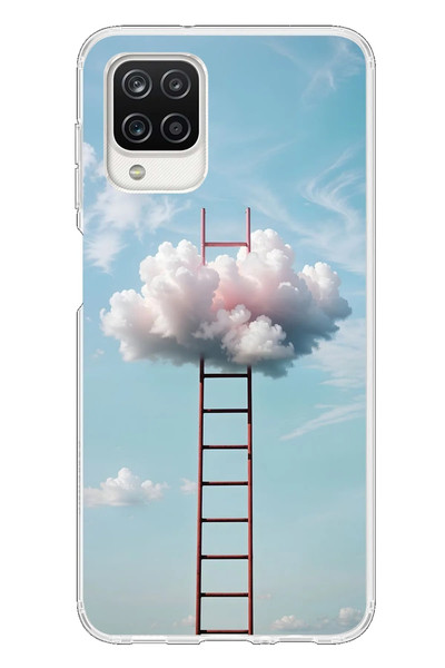 Le Balvo Samsung Galaxy A12 Uyumlu Buluta Çıkan Merdiven Baskılı Silikon Kılıf