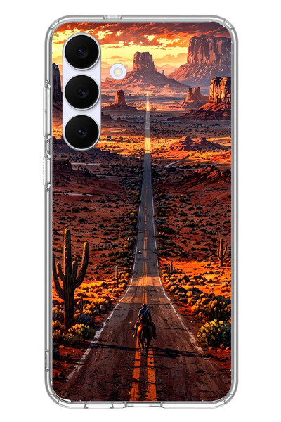 Le Balvo Samsung Galaxy S25 FE Uyumlu Kovboy Yolda Baskılı Silikon Kılıf