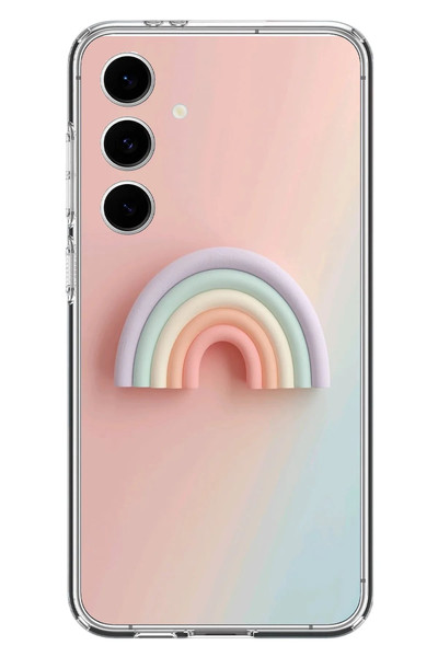 Le Balvo Samsung Galaxy S24 FE Uyumlu Gökkuşağı Pastel Baskılı Silikon Kılıf