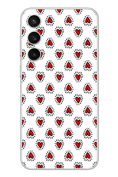 Le Balvo Samsung Galaxy S23 FE Uyumlu Kalp Çizgisi Baskılı Silikon Kılıf
