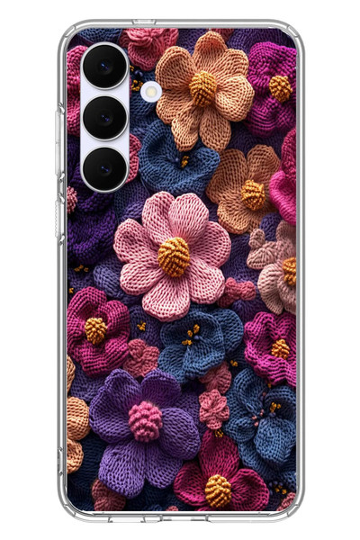 Le Balvo Samsung Galaxy S25 FE Uyumlu Çiçek Örgüsü Baskılı Silikon Kılıf
