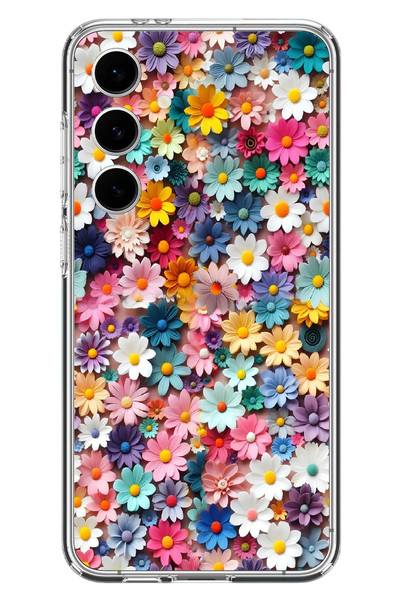 Le Balvo Samsung Galaxy S24 FE Uyumlu Pastel Çiçekler Baskılı Silikon Kılıf