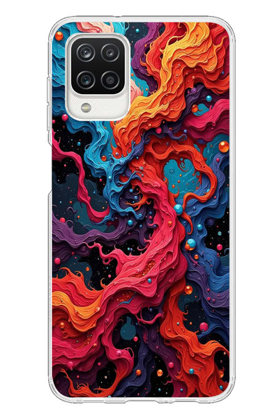 Le Balvo Samsung Galaxy A12 Uyumlu Dalgaların İz Karışımı Baskılı Silikon Kılıf