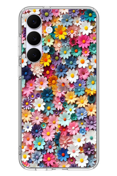Le Balvo Samsung Galaxy S25 FE Uyumlu Pastel Çiçekler Baskılı Silikon Kılıf