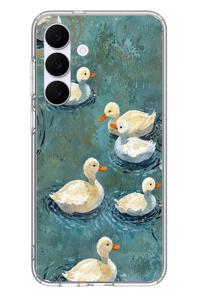 Le Balvo Samsung Galaxy S25 FE Uyumlu Yüzen Ördekler Baskılı Silikon Kılıf