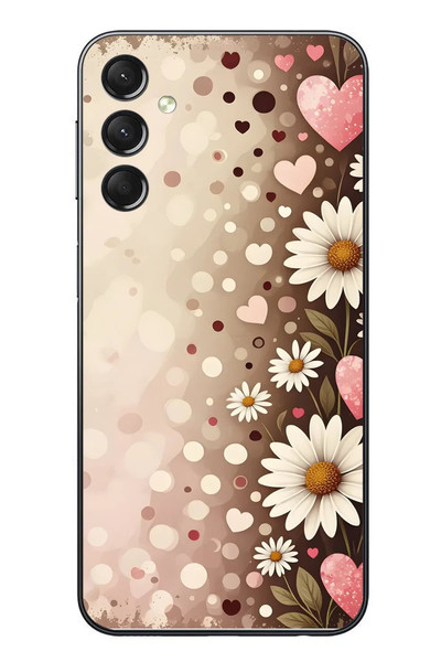 Le Balvo Samsung Galaxy A24 Uyumlu Kalpli Papatya Damlaları Baskılı Silikon Kılıf