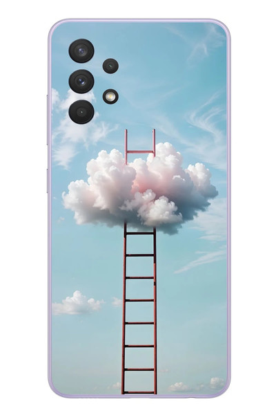 Le Balvo Samsung Galaxy A32 Uyumlu Buluta Çıkan Merdiven Baskılı Silikon Kılıf