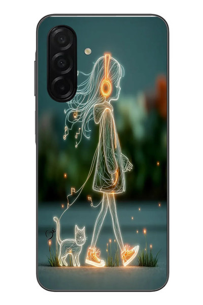 Le Balvo Samsung Galaxy A26 Uyumlu Kedili Neon Kız Baskılı Silikon Kılıf