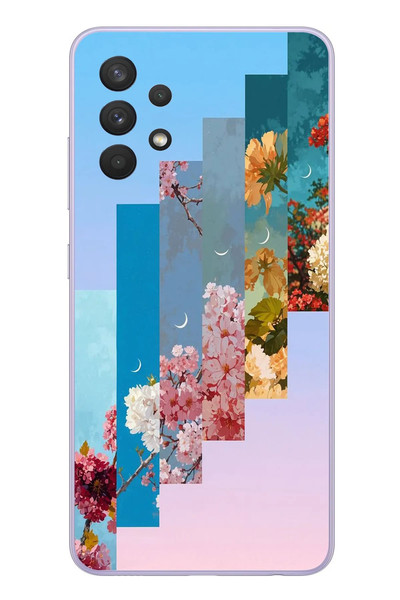 Le Balvo Samsung Galaxy A32 Uyumlu Dik Çiçek Tabloları Baskılı Silikon Kılıf