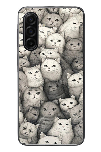 Le Balvo Samsung Galaxy A17 Uyumlu Kara Kalem Kediler Baskılı Silikon Kılıf