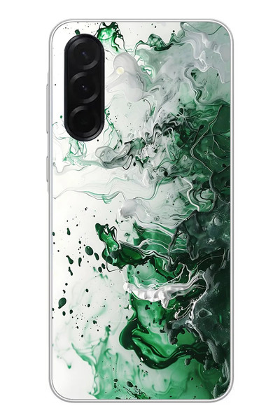 Le Balvo Samsung Galaxy A36 Uyumlu Yeşil Beyaz Dalgalar Baskılı Silikon Kılıf