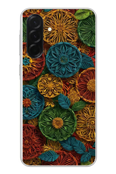 Le Balvo Samsung Galaxy A36 Uyumlu Hasır Örgü Çiçekler Baskılı Silikon Kılıf