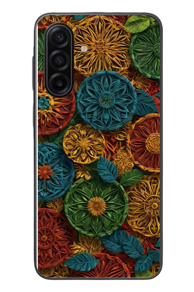 Le Balvo Samsung Galaxy A17 Uyumlu Hasır Örgü Çiçekler Baskılı Silikon Kılıf