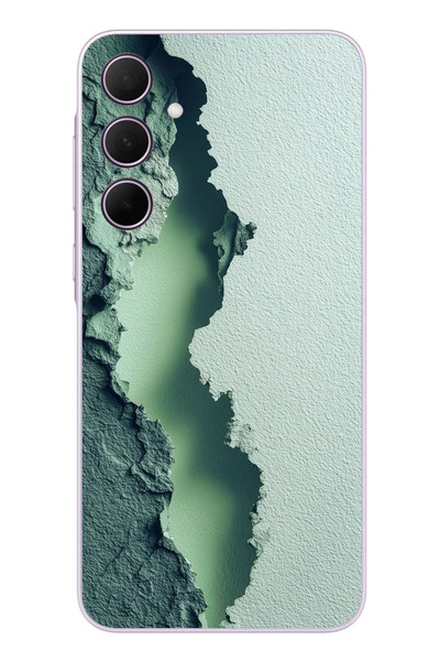 Le Balvo Samsung Galaxy A35 Uyumlu Koyu Yeşil İzler Baskılı Silikon Kılıf