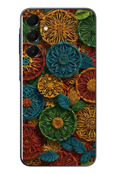 Le Balvo Samsung Galaxy A16 Uyumlu Hasır Örgü Çiçekler Baskılı Silikon Kılıf